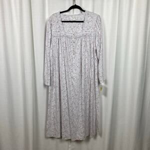 Eileen West White&Pink Floral Nightgown Sz.1X NWT